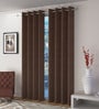 Brown Solid Jute 9 Ft Light Filtering Eyelet Door Curtain