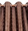 Brown Polyester Blackout 9 Feet Eyelet Curtain (Set of 2)