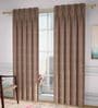 Brown Abstract Poly Cotton 5 Ft Semisheer Pinch Pleat Window Curtains (Set of 2)