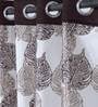 Brown Floral Polyester 5 Ft Semisheer Eyelet Window Curtains (Set of 2)