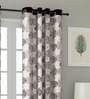Brown Floral Polyester 5 Ft Semisheer Eyelet Window Curtains (Set of 2)