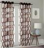 Brown Floral Polyester 7 Ft Blackout Eyelet Door Curtains (Set of 2)