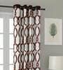 Brown Floral Polyester 7 Ft Blackout Eyelet Door Curtains (Set of 2)