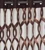 Brown Floral Polyester 7 Ft Blackout Eyelet Door Curtains (Set of 2)