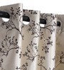 Brown Floral Polyester 7 Ft Blackout Eyelet Door Curtains (Set of 2)