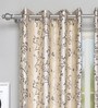 Brown Floral Polyester 7 Ft Blackout Eyelet Door Curtains (Set of 2)
