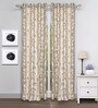 Brown Floral Polyester 7 Ft Blackout Eyelet Door Curtains (Set of 2)
