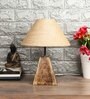 Brown Blended Fabric Shade Table Lamp With Brown Base