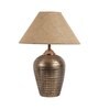 Daffodil Brown Blended Fabric Shade Night Lamp With Teracotta Base