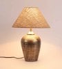 Daffodil Brown Blended Fabric Shade Night Lamp With Teracotta Base
