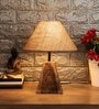 Brown Blended Fabric Shade Table Lamp With Brown Base