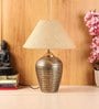 Daffodil Brown Blended Fabric Shade Night Lamp With Teracotta Base