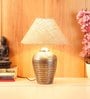 Daffodil Brown Blended Fabric Shade Night Lamp With Teracotta Base