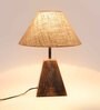 Brown Blended Fabric Shade Table Lamp With Brown Base
