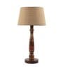 Castries Brown Blended Fabric Shade Night Lamp With Mango wood Base