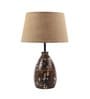 Brown Blended Fabric Shade Table Lamp With White And Brown Base