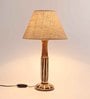 Bristol Brown Blended Fabric Shade Night Lamp With Mango wood Base