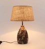 Brown Blended Fabric Shade Table Lamp With White And Brown Base