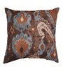Blue & Brown Traditional Poly Canvas 16 x 16 Inches Cushion Cover