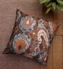 Blue & Brown Traditional Poly Canvas 16 x 16 Inches Cushion Cover