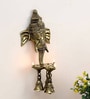Brown Brass Ganesh Diwali Diyas With Bell Wall Hanging And Artifact