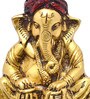 Gold Brass Lord Ganesha Playing Tabla Showpiece