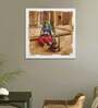 Woman Brown Canvas Teakwood And MDF Framed Art Print