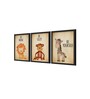 Wildlife Brown Canvas (Pack of 3) Kids Wall Art