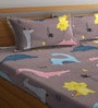 Brown Cartoon 300 TC Cotton Blend Double Bedsheet With 2 Pillow Covers