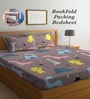 Brown Cartoon 300 TC Cotton Blend Double Bedsheet With 2 Pillow Covers