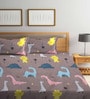 Brown Cartoon 300 TC Cotton Blend Double Bedsheet With 2 Pillow Covers