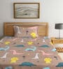 Brown Cartoon Characters 300 TC Cotton Single Bedsheet with 1 Pillow Cover