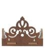 Brown Carved Design Laminated Wood Pooja Shelf