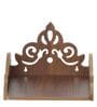 Brown Carved Design Laminated Wood Pooja Shelf