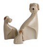 Brown Ceramic Family Shape Dog Animal Figurine