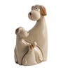 Brown Ceramic Family Shape Dog Animal Figurine