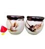 Brown Ceramic Floor Planter, Set of 2