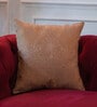 Brown Textured Chanderi Silk 16 x 16 Inches Embroidered Cushion Cover