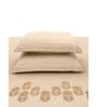Brown Embroidered 210 TC Cotton King Sized Bedsheet with 2 Pillow Covers
