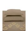 Brown Embroidered 210 TC Cotton King Sized Bedsheet with 2 Pillow Covers
