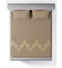 Brown Embroidered 210 TC Cotton King Sized Bedsheet with 2 Pillow Covers