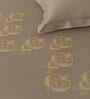 Brown Embroidered 210 TC Cotton King Sized Bedsheet with 2 Pillow Covers