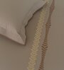 Brown Embroidered 210 TC Cotton King Sized Bedsheet with 2 Pillow Covers