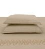 Brown Embroidered 210 TC Cotton King Sized Bedsheet with 2 Pillow Covers