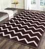 Brown Chenille Geometrical 4 x 6 Feet Machine Made Carpet