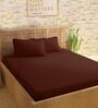 Brown 210TC Cotton stripe 1 Super King Bedsheet with 2 Pillow Covers