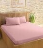 Pink 210TC Cotton stripe 1 Super King Bedsheet with 2 Pillow Covers