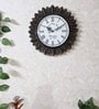 Brown Colour Engineered Wood Distress Finish Sun Flower Wall Clock