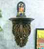 Brown Colour Solid Wood Handcarved Floating Wall Shelf