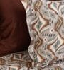Brown Contemporary Ikat Pattern 210 TC 100% Cotton Superking Bedsheet with 2 Pillow Covers